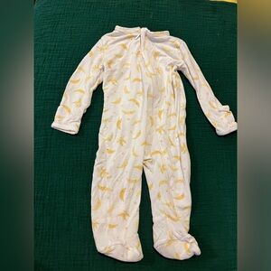Angel Dear Baby Banana Print Footed Pajamas with mitten options 0-3 Month